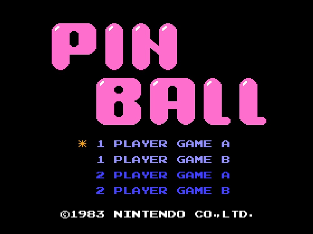 Title Screen of Pinball for NES